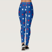 Patriottische rode witte en blauwe sterren moderne leggings (Achterkant)