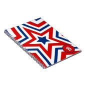 Patriottische rode witte en blauwe sterren, monogr notitieboek (Rechterzijde)