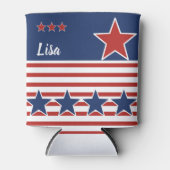 Patriottische rode, witte en blauwe sterren & stre blikjeskoeler (Voorkant)