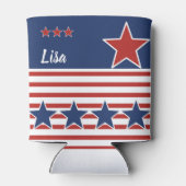 Patriottische rode, witte en blauwe sterren & stre blikjeskoeler (Achterkant)