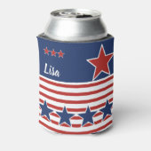 Patriottische rode, witte en blauwe sterren & stre blikjeskoeler (Blikje Achterkant)