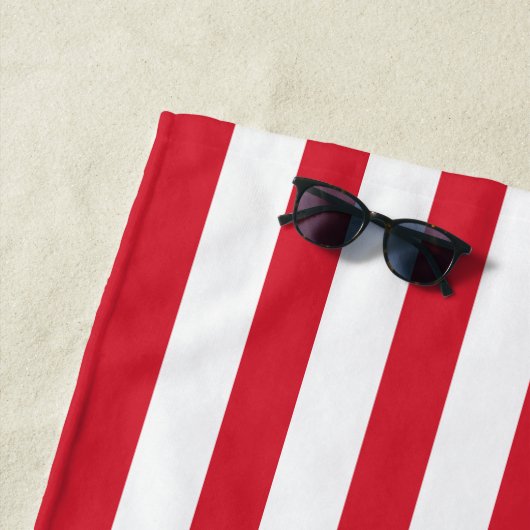 Patriottische rode witte en blauwe strepen Aangepa Strandlaken (In situ)