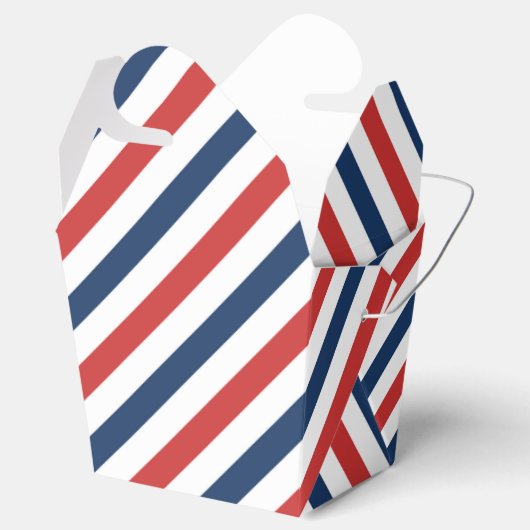 Patriottische rode witte en blauwe strepen bedankdoosjes (Geopend)