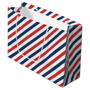 Patriottische rode witte en blauwe strepen groot cadeauzakje