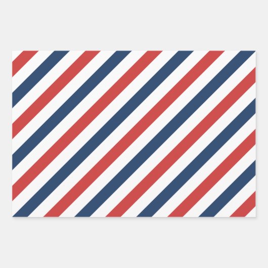 Patriottische rode witte en blauwe strepen inpakpapier vel (Voorkant 3)