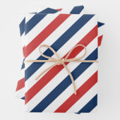 Patriottische rode witte en blauwe strepen inpakpapier vel (In situ)