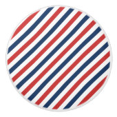 Patriottische rode witte en blauwe strepen keramische knop (Voorkant)