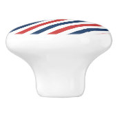 Patriottische rode witte en blauwe strepen keramische knop (Zijkant)