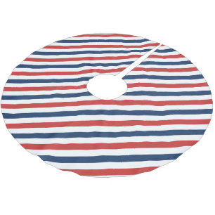 Patriottische rode witte en blauwe strepen kerstboom rok