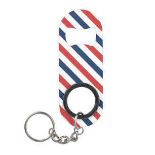 Patriottische rode witte en blauwe strepen mini flessenopener