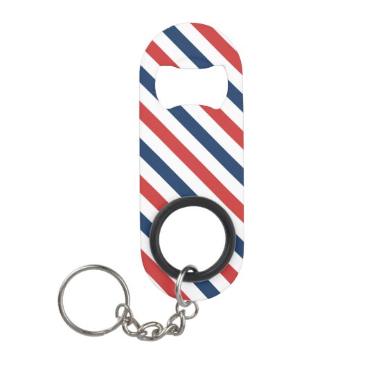 Patriottische rode witte en blauwe strepen mini flessenopener (Voorkant)