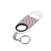 Patriottische rode witte en blauwe strepen mini flessenopener (Achterkant Gekanteld)