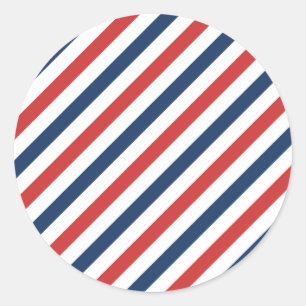 Patriottische rode witte en blauwe strepen ronde sticker