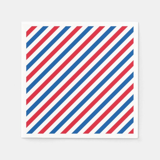 Patriottische rode witte en blauwe strepen servetten (Voorkant)