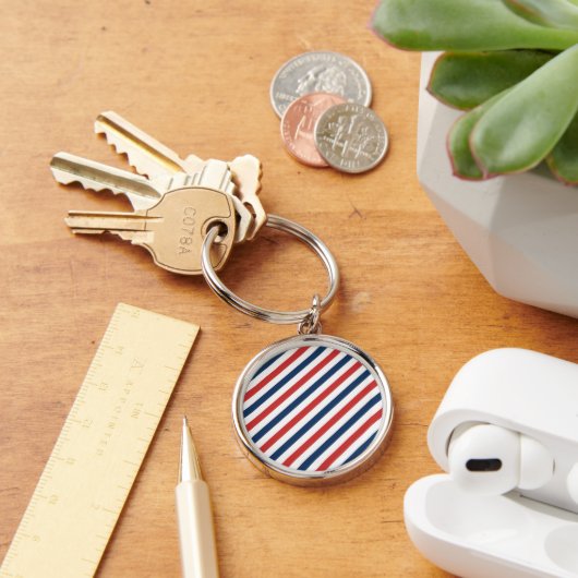 Patriottische rode witte en blauwe strepen sleutelhanger (Bureau)