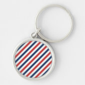 Patriottische rode witte en blauwe strepen sleutelhanger (Voorkant)