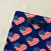 Patriottische rode, witte en blauwe Vlaggenharten Strandlaken (In situ)