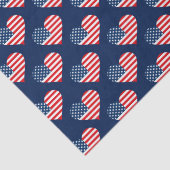 Patriottische rode, witte en blauwe Vlaggenharten Tissuepapier (Detail)