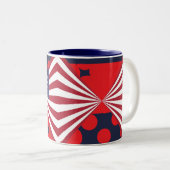 Patriottische rode witte en blauwe vlagkoffie, the tweekleurige koffiemok (Voorkant rechts)