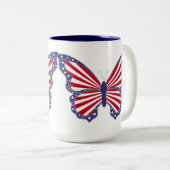 Patriottische rode witte en blauwe vlinder Mok (Voorkant rechts)