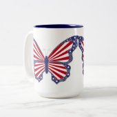 Patriottische rode witte en blauwe vlinder Mok (Voorkant links)
