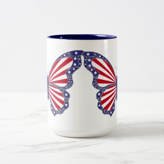 Patriottische rode witte en blauwe vlinder Mok (Center)