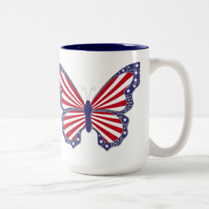 Patriottische rode witte en blauwe vlinder Mok