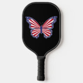 Patriottische rode witte en blauwe vlinder pickleball paddle (Achterkant)