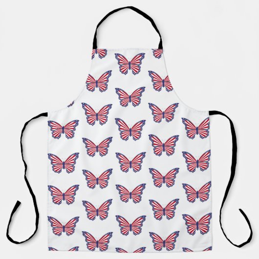 Patriottische rode witte en blauwe vlinder schort (Voorkant)