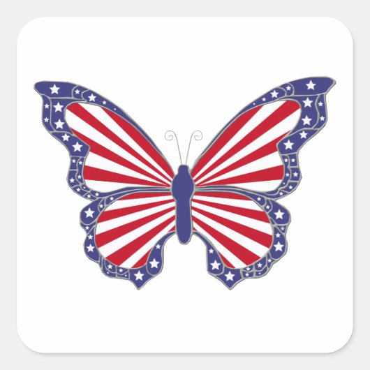 Patriottische rode witte en blauwe vlinder Sticker (Voorkant)