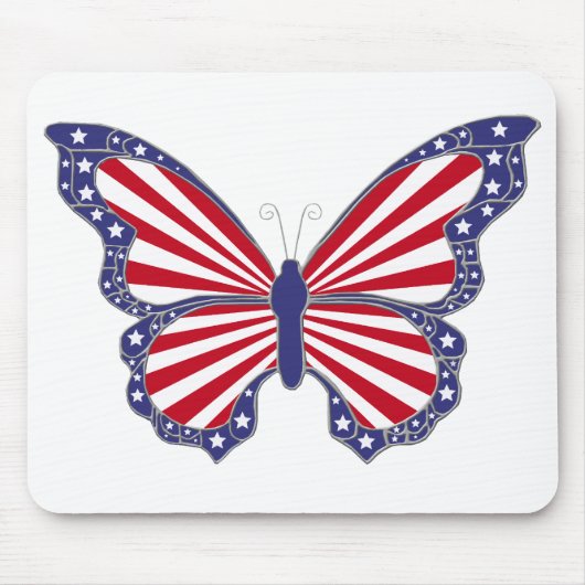 Patriottische rode witte en blauwe vlinderMuismat Muismat (Voorkant)