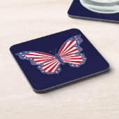 Patriottische rode witte en blauwe vlinderOnderzet Onderzetter (Linkerzijde)