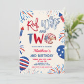 Patriottische rode witte en tweede verjaardag kaart (Staand voorkant)