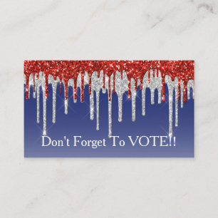 Patriottische Rode Witte Glitter Drip Blau Herinne Visitekaartje