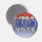 Patriottische Rode Witte Glitter Drip Blauwe Stem Magneet (Voorkant / Achterkant)