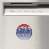 Patriottische Rode Witte Glitter Drip Blauwe Stem Magneet (Insitu (Vaatwasser))