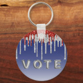 Patriottische Rode Witte Glitter Drup Blau Stem Sleutelhanger (Achterkant)