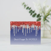 Patriottische Rode Witte Glitter Drup Blauwe Herin Briefkaart (Staand voorkant)