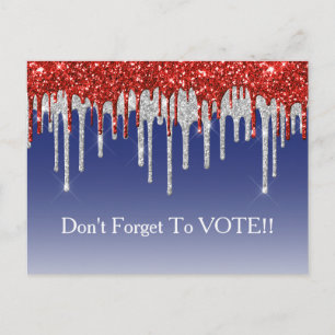 Patriottische Rode Witte Glitter Drup Blauwe Herin Briefkaart