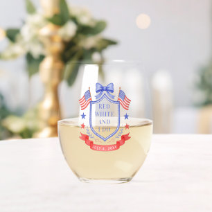 Patriottische Rode Witte & Ik Doe Bruiloft Feest Wijnglas Zonder Voet