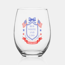 Patriottische Rode Witte & Ik Doe Bruiloft Feest Wijnglas Zonder Voet