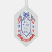 Patriottische Rode Witte & Ik Doe Bruiloftsborrel Glas Ornament (Voorkant Rechts)