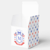 Patriottische Rode Witte & Ik Doe Monogram Bruidsd Bedankdoosjes (Geopend)