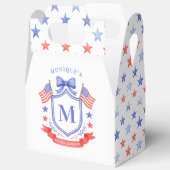 Patriottische Rode Witte & Ik Doe Monogram Bruidsd Bedankdoosjes (Open)