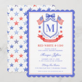 Patriottische rode witte & ik doe monogram bruidsd kaart (Voorkant / Achterkant)