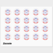Patriottische Rode Witte & Ik Doe Monogram Bruidsd Ronde Sticker (Vel)