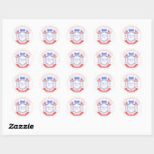 Patriottische Rode Witte & Ik Doe Monogram Bruidsd Ronde Sticker (Vel)