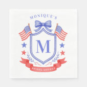 Patriottische Rode Witte & Ik Doe Monogram Bruidsd Servet (Voorkant)