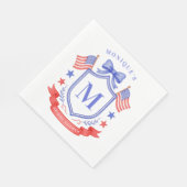 Patriottische Rode Witte & Ik Doe Monogram Bruidsd Servet (Hoek)