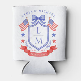 Patriottische Rode Witte & Ik Doe Monogram Huwelij Blikjeskoeler